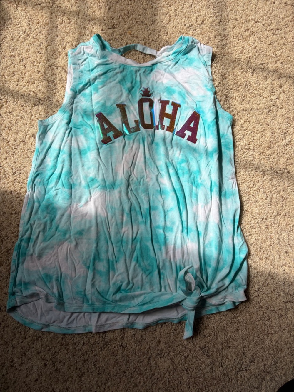 Old Navy Aqua Tie-Dye Aloha Tank Top